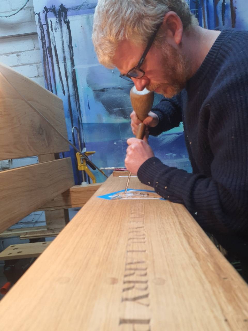 Oak Bench Bramble Carving photo 4